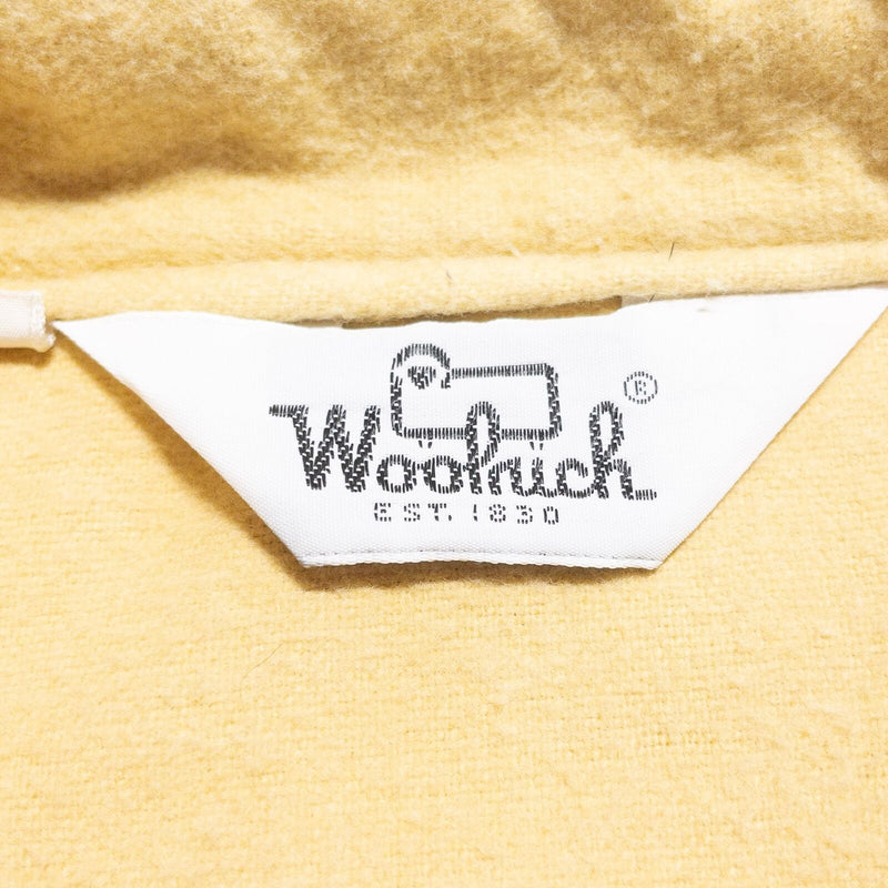 Vintage Woolrich Chamois Flannel Shirt Men's Large Pearl Snap 80s Yellow Western