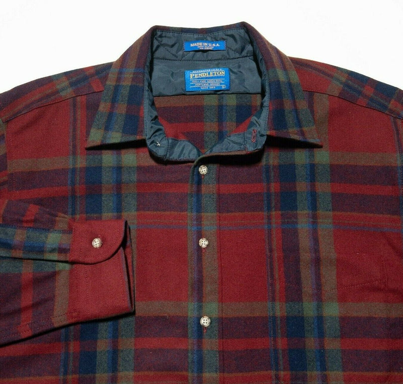 Pendleton Men's Large Flannel Shirt Vintage 80s Deadstock Wool Red Plaid USA