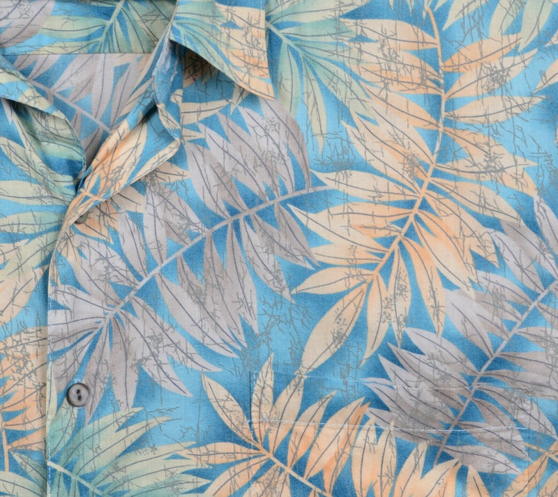 Tori Richard Men's 2XL Floral Blue Cotton Lawn Hawaiian USA Aloha Shirt