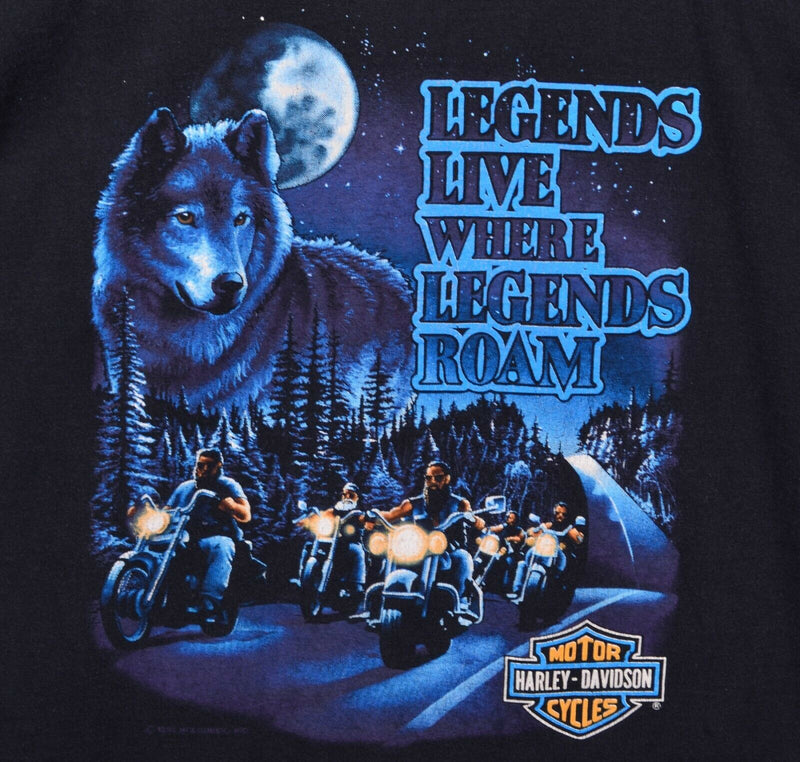 Vtg 1994 Harley-Davidson Men's XL Wolf Legends Live Legends Roam Biker T-Shirt