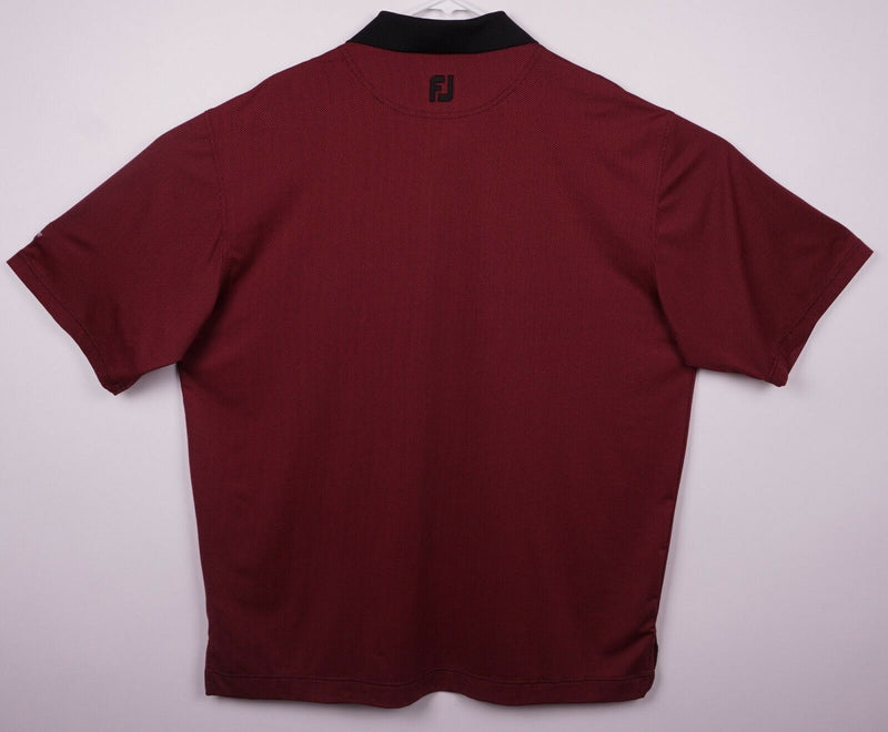 FootJoy Men's XL Red Black Micro-Check Plaid FJ Performance Golf Polo Shirt