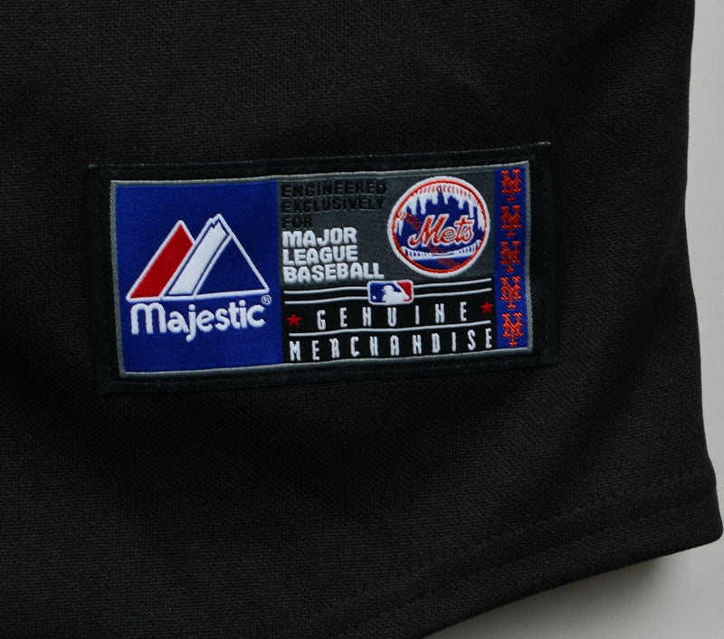 New York Mets Men's Sz Medium Majestic Black Sewn Blank Back Baseball Jersey
