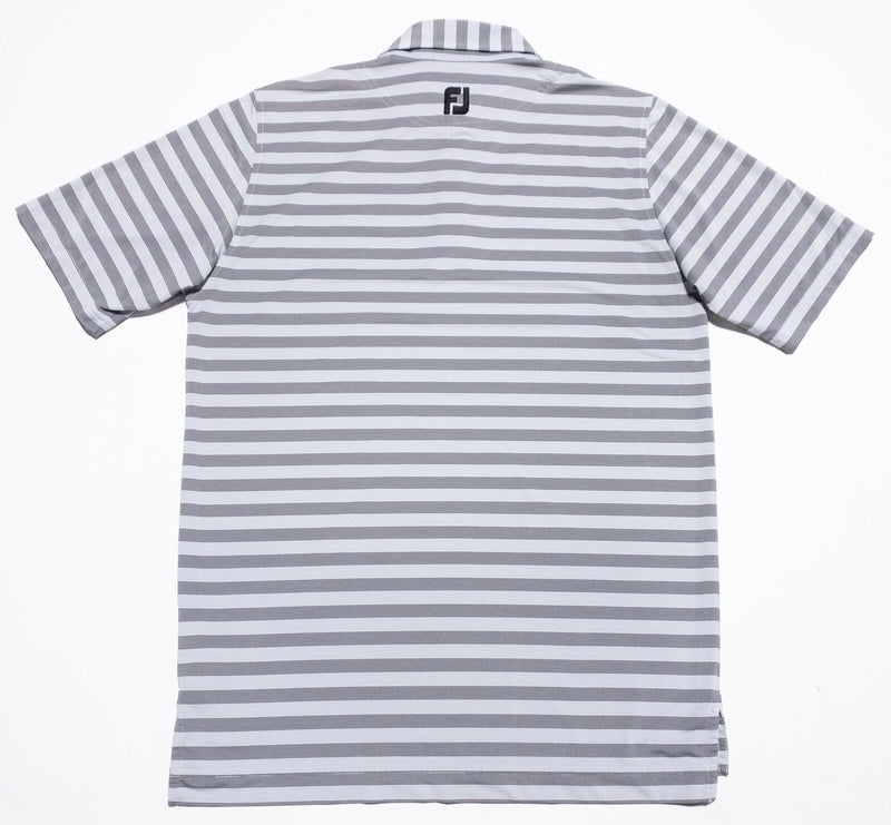 FootJoy Tour FJ Collar Polo Shirt Men's Medium Gray Striped Wicking Stretch Golf