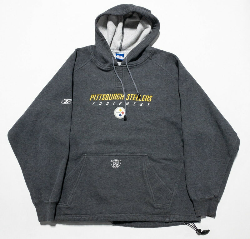 Pittsburgh Steelers Men's Medium Reebok Equipment Gray NFL Hoodie Sweatshirt