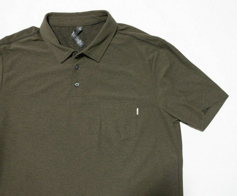 Vuori Polo Shirt Men's XL Stretch Wicking Athleisure Olive/Brown Short Sleeve