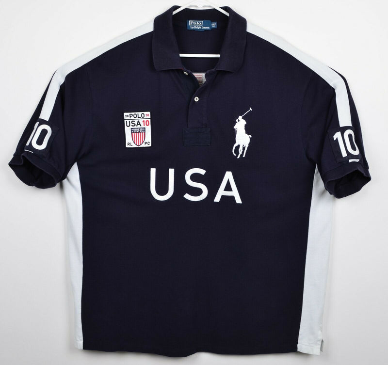 Polo Ralph Lauren Men's Sz 2XLT Tall Team USA 10 Olympics Navy Blue Polo Shirt