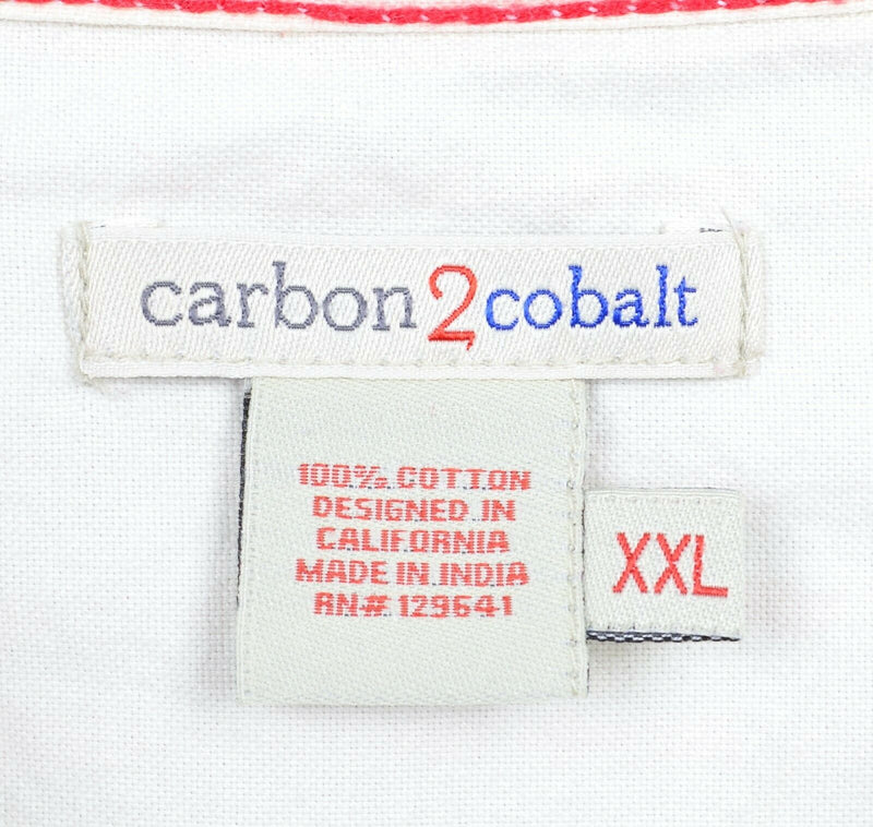 Carbon 2 Cobalt Men's 2XL Blue Red Geometric Check Dot Button-Front Shirt