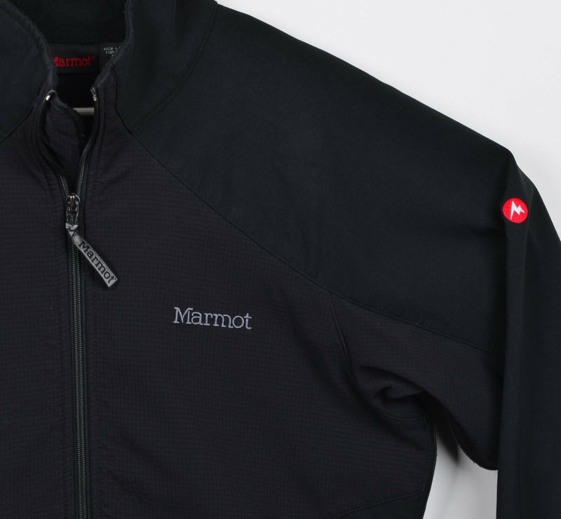 Marmot Men's Sz Large Windstopper Black Fleece Soft Shell Full Zip Jacket DAMAGE