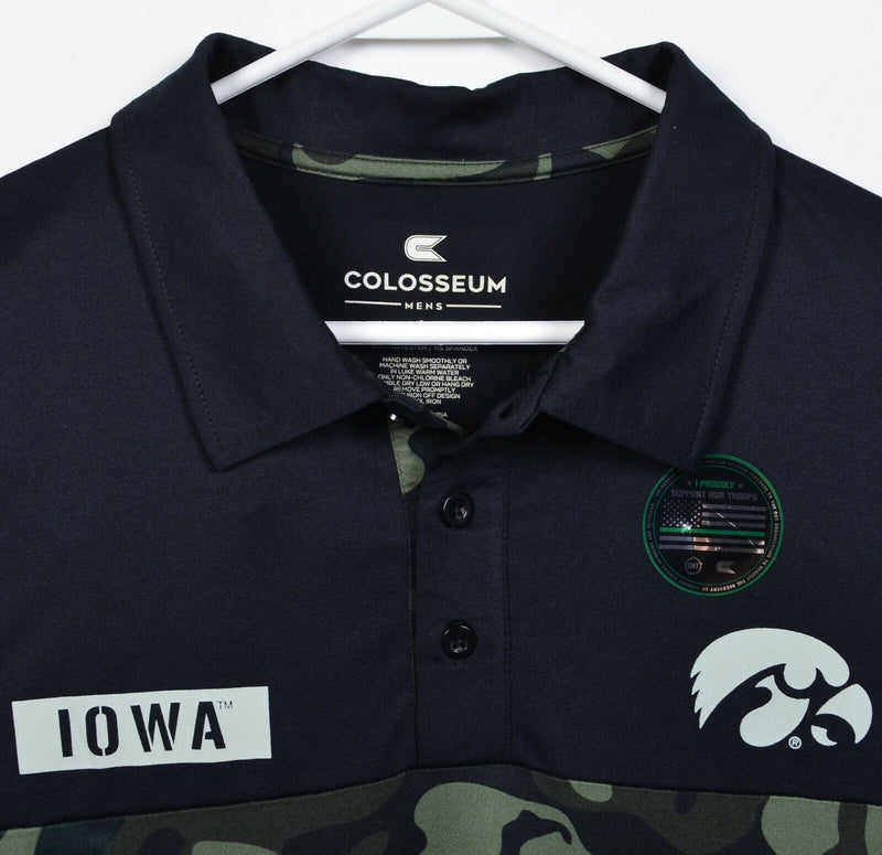 Iowa Hawkeyes Men's Large Camouflage Military OHT Colosseum Wicking Polo Shirt