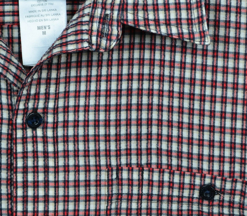Patagonia Men's Sz Medium Seersucker Organic Cotton Poly Blend Red Plaid Shirt