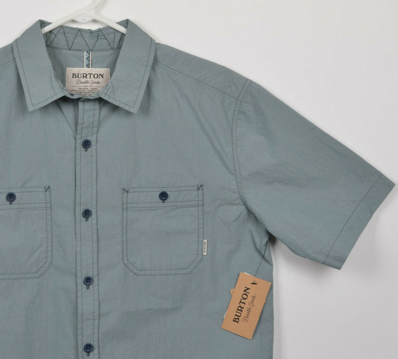 Burton Men's Small Green Cotton Nylon Blend Short Sleeve Button-Front Shirt