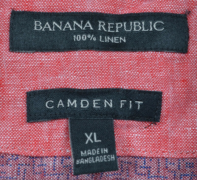 Banana Republic Men's XL Camden Fit 100% Linen Red Button-Down Shirt