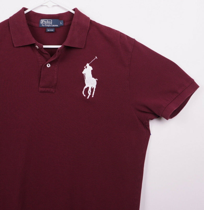 Polo Ralph Lauren Men's Sz Large Harvard Big Pony Embroidered Maroon Polo Shirt
