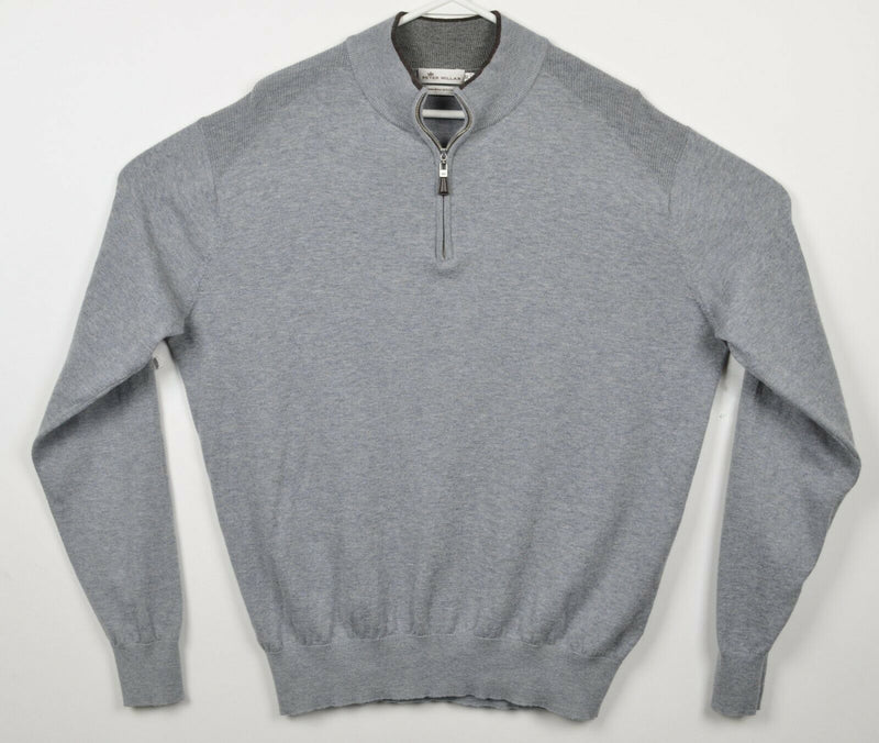Peter Millar Men's XL? (STRETCHED) Merino Wool Gray 1/4 Zip Golf Sweater
