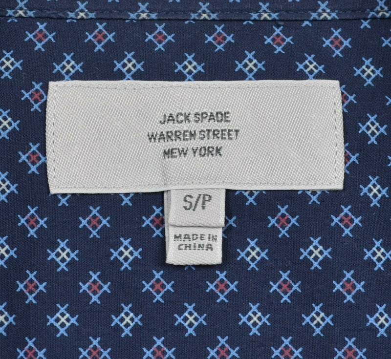 Jack Spade Men's Small Navy Blue Geometric Casual Long Sleeve Button-Front Shirt