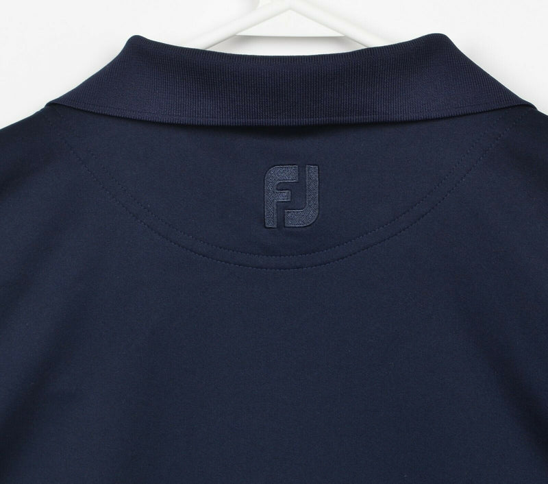 FootJoy Men's Large Solid Navy Blue FJ Golf Wicking Long Sleeve Polo Shirt