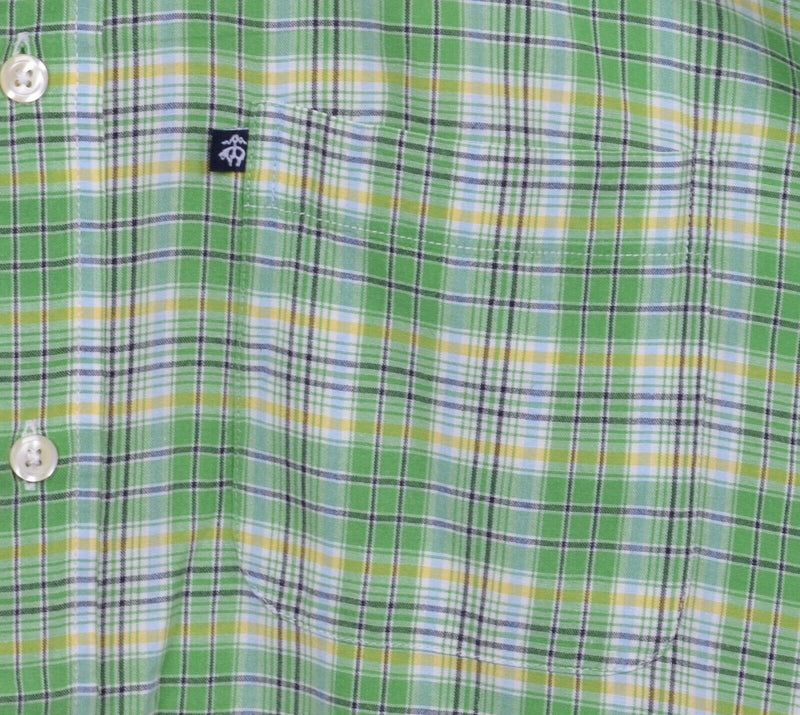 Brooks Brothers Men's XL Green Plaid Short Sleeve Button-Down Shirt