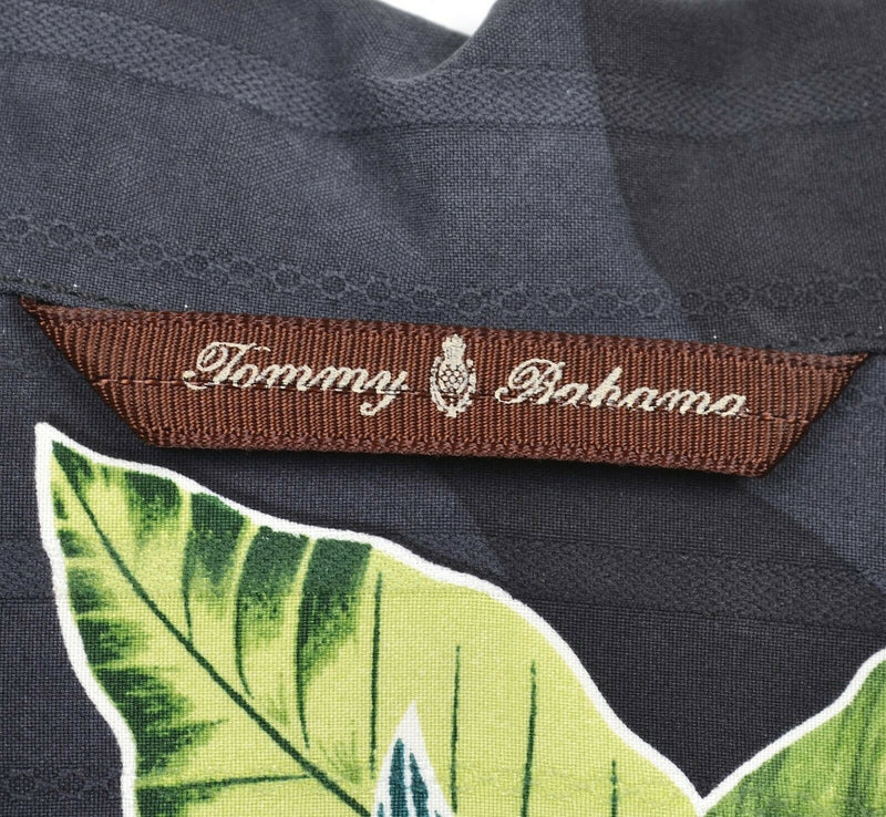 Tommy Bahama Men's Sz XL 100% Silk Floral Black Green Hawaiian Shirt