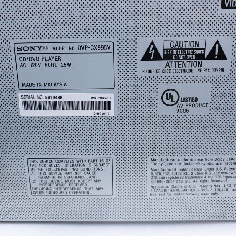 Sony DVP-CX995V DVD Player 400 Mega Disc Changer CD HDMI Tested Works No Remote