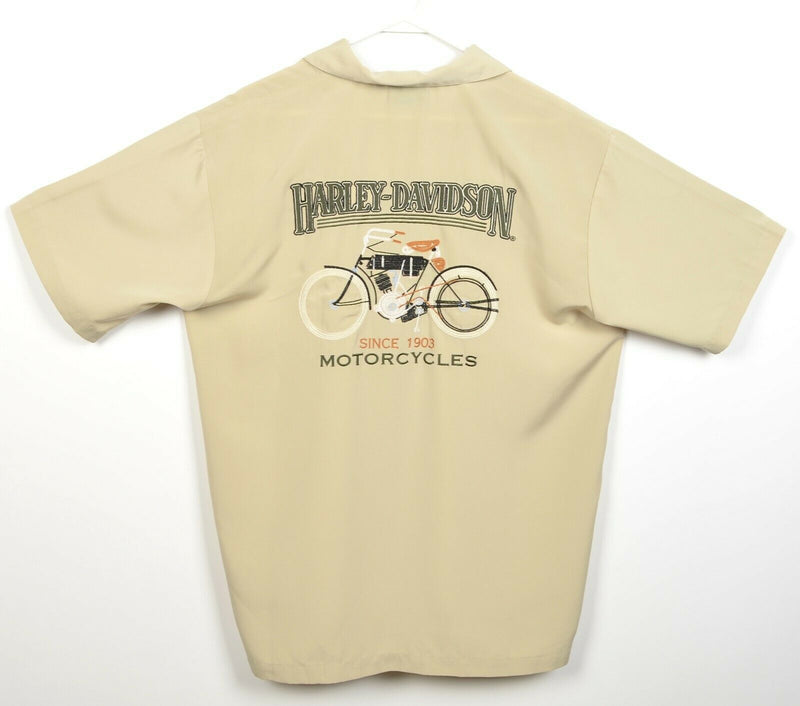 Harley-Davidson Men's Medium Embroidered Motorcycle Polyester Hawaiian Shirt