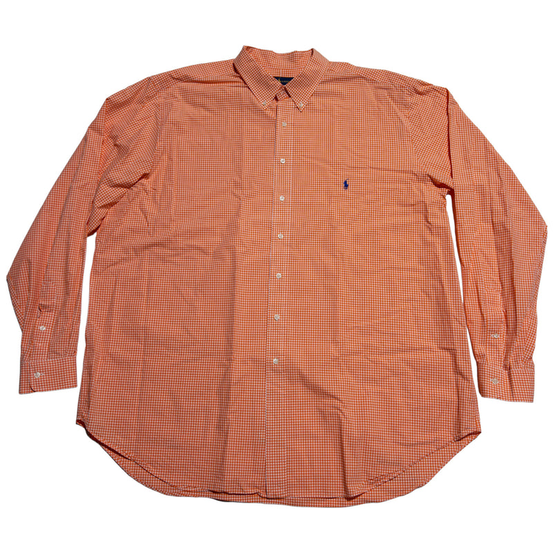 Polo Ralph Lauren Shirt Men's 3XLT Tall Long Sleeve Button-Down Orange Check