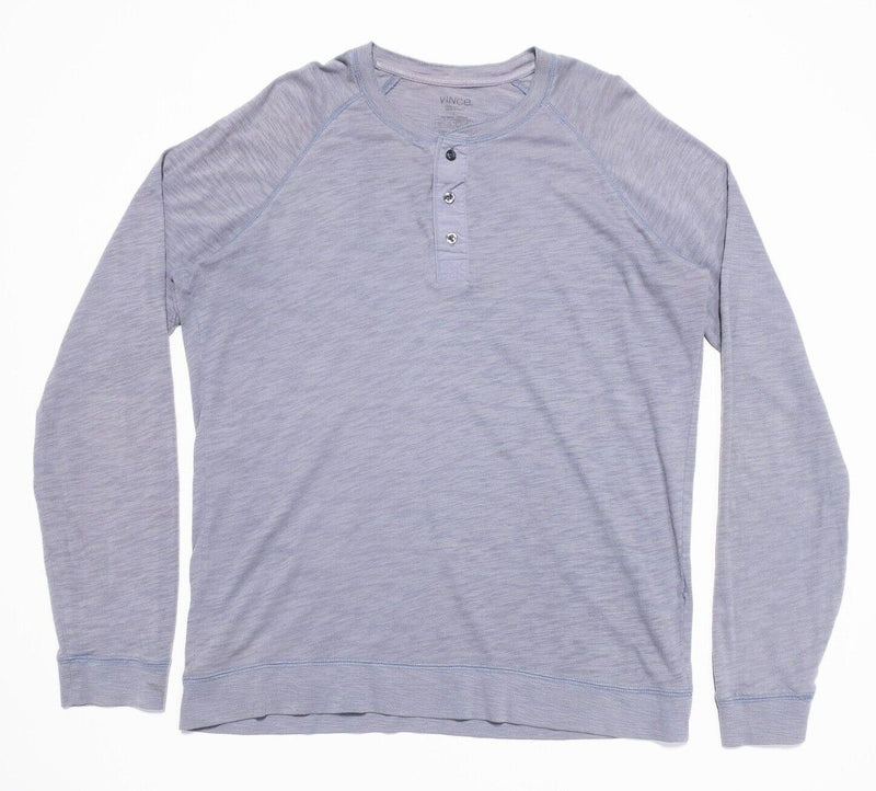 Vince Henley Men's Large Long Sleeve Shirt 3-Button Gray Modern Designer