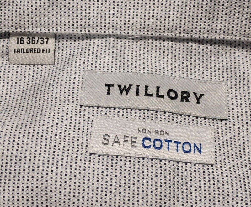 Twillory 16 Men's Dress Shirt 16-36/37 Tailored Fit Gray Non-Iron Safe Cotton