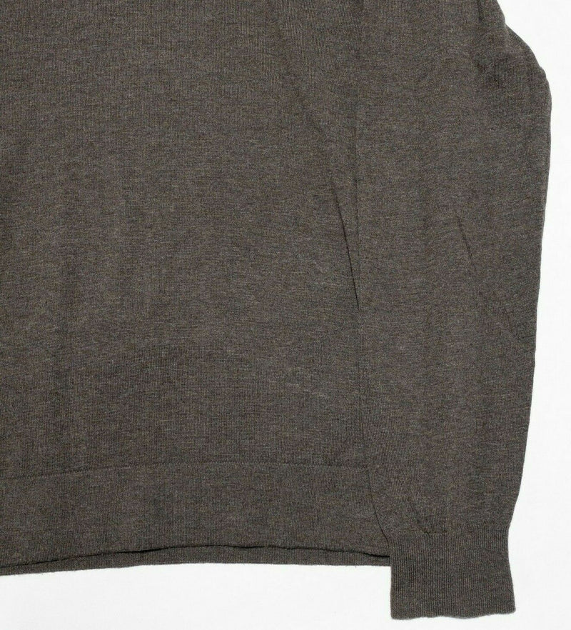 Faconnable Men's XL 100% Wool Solid Brown 1/4 Zip Long Sleeve Pullover Sweater