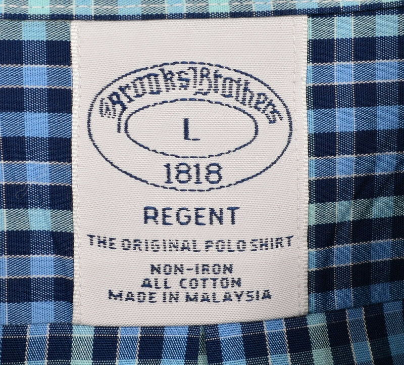 Brooks Brothers Men's Large Blue Check Non-Iron Button-Down Regent Shirt