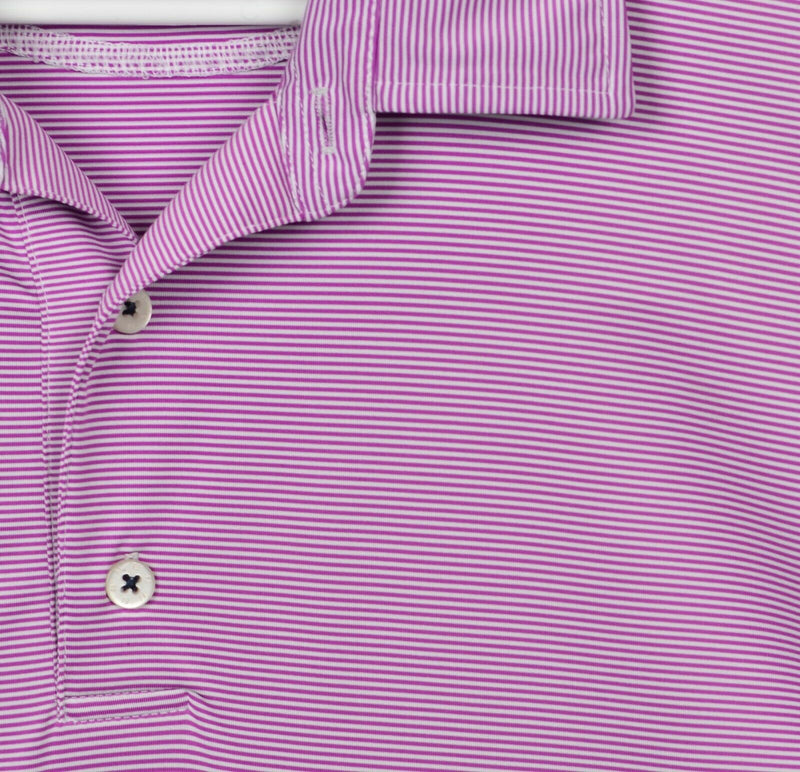 FootJoy Men's Sz 2XL Purple White Micro-Striped FJ Performance Golf Polo Shirt