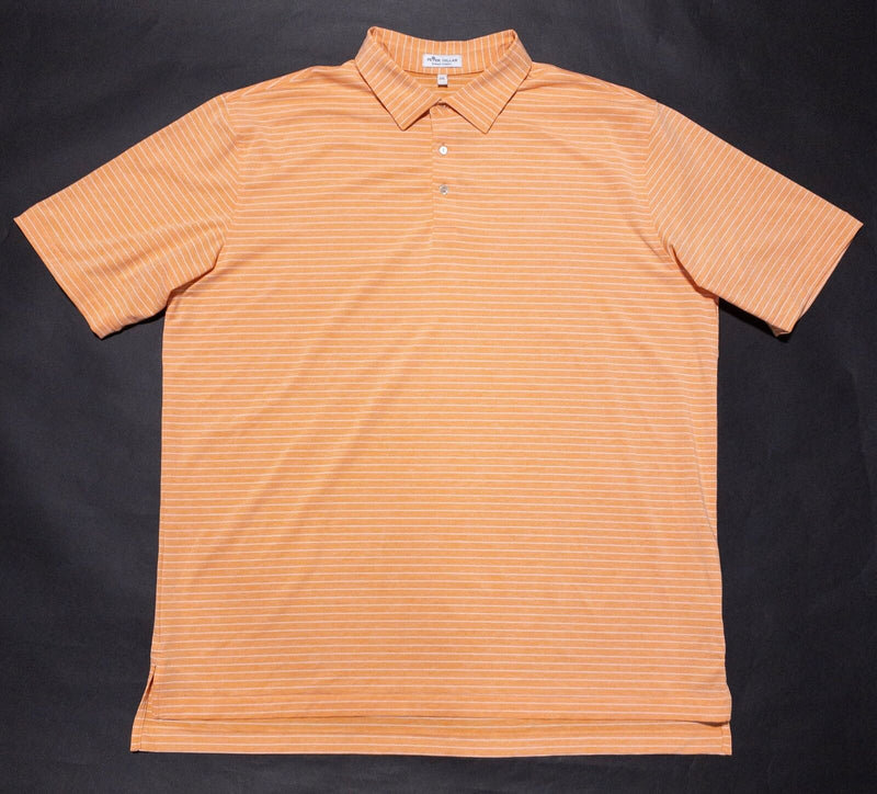 Peter Millar Summer Comfort Polo 2XL Men's Shirt Orange Striped Wicking Golf