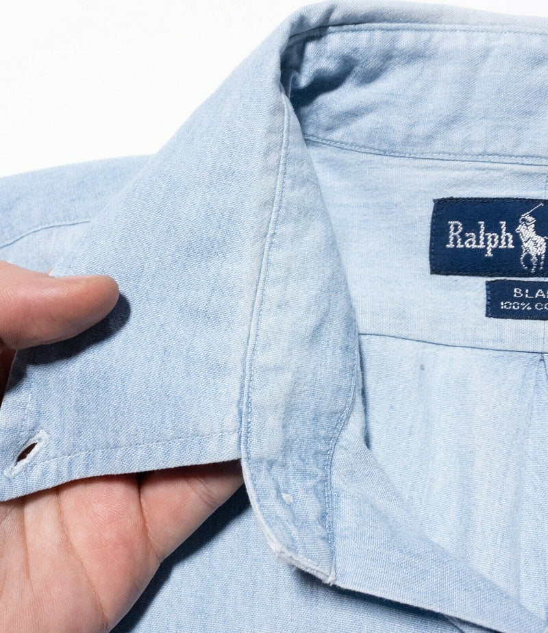 Polo Ralph Lauren Blaire Chambray Shirt Vintage 90s Light Blue Big Men's XL