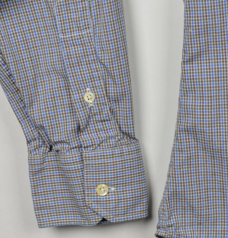 Vintage Gitman Bros Men's XL Tailored Fit Blue Red Plaid USA Button-Front Shirt