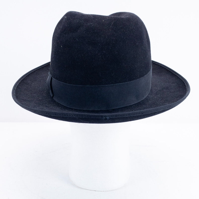 Akubra Bogart Fedora Hat Men's 60 Dark Navy Blue/Black Australia Fur Felt