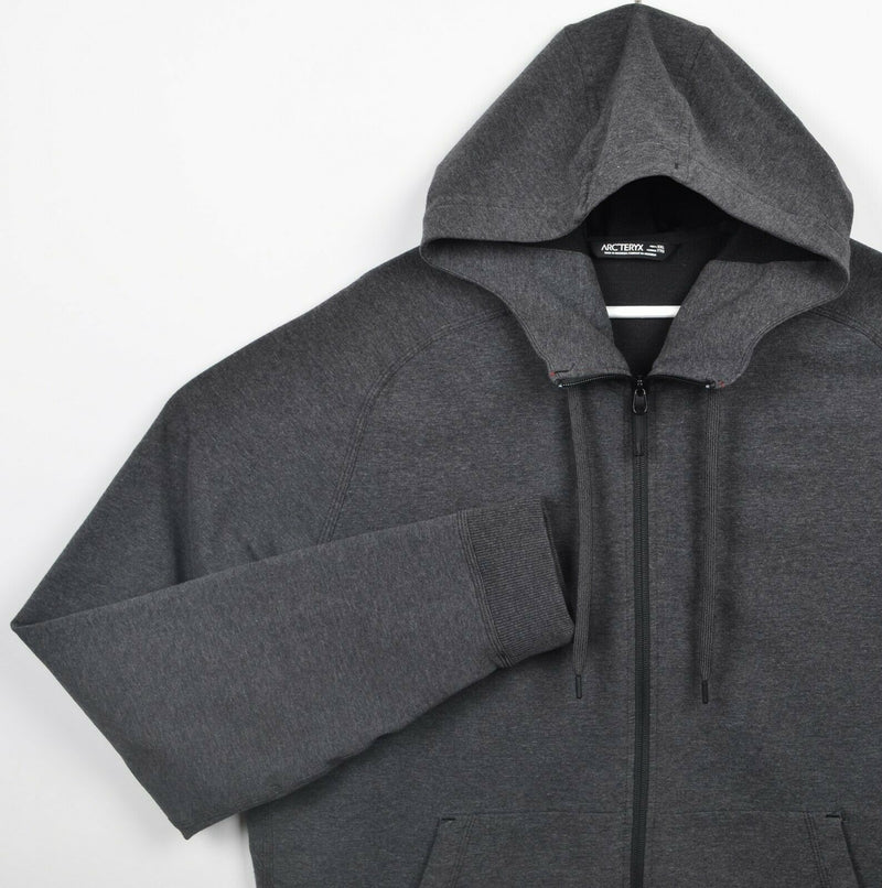 Arc'teryx Men's 2XL Heather Gray Hooded Full Zip Fleece Lined Sweatshirt Jacket