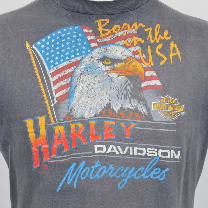 Vintage 1980s Harley-Davidson Men's Sz Large Born in USA Eagle Cut-Off T-Shirt