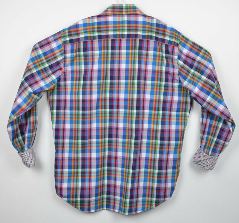 Bugatchi Uomo Men's XL? Flip Cuff Colorful Plaid Designer Button-Front Shirt