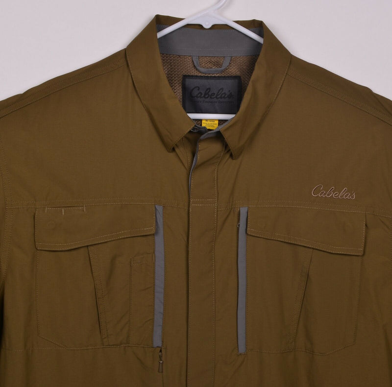 Cabela's Mens Sz XL Brown Camping Hiking Vented Snap Shirt