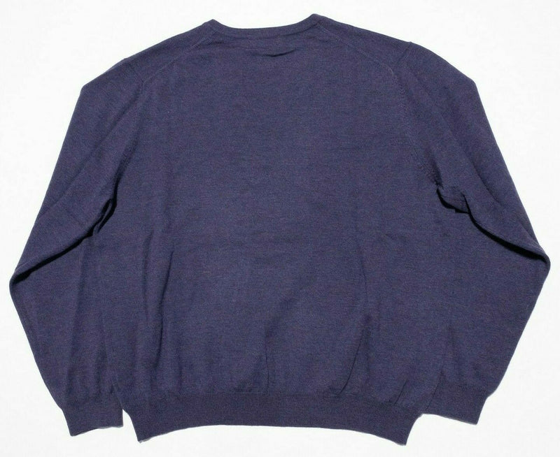 Brooks Brothers Men's XL Merino Wool Nylon Blend Solid Purple V-Neck Sweater