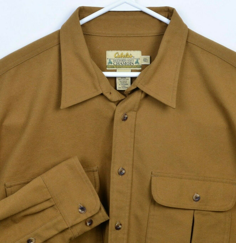 Cabela's Men's 2XLT (2XL Tall) Deerskin Soft Chamois Brown Heavy Flannel Shirt