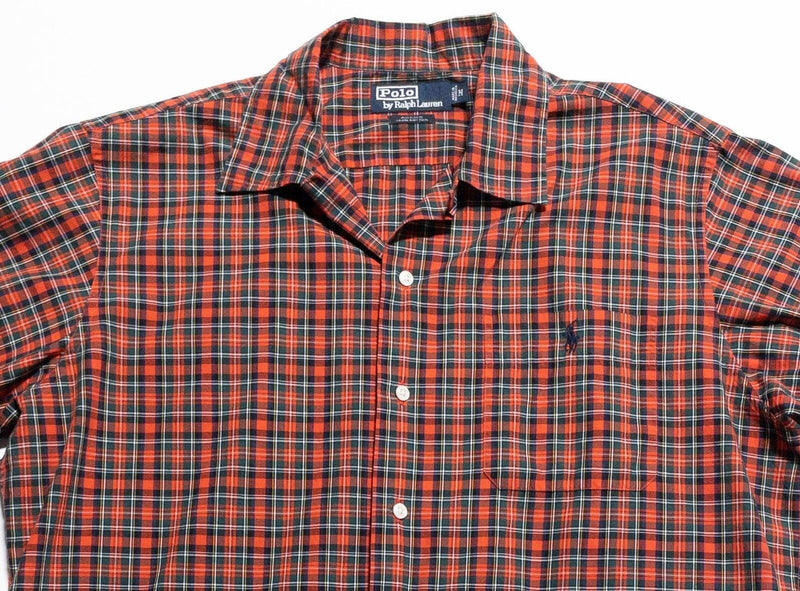 Polo Ralph Lauren Loop Collar Shirt Men's Medium Red Plaid Camp Adams Vintage