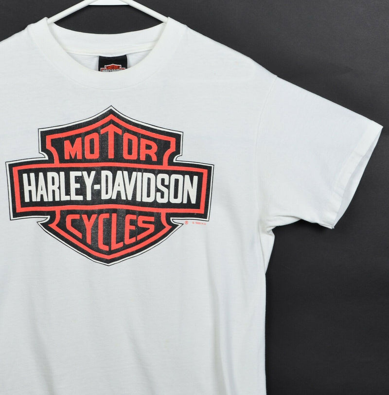 Vintage 1995 Harley-Davidson Men's Medium Big Logo White Single Stitch T-Shirt