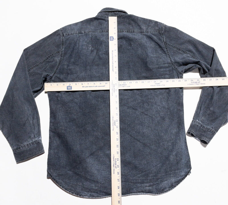 Carbon 2 Cobalt Shirt Men's Medium Gray Distressed Denim Long Sleeve Button-Up