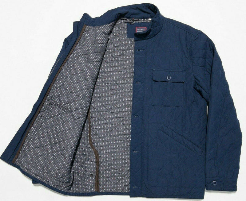 UNTUCKit Men's Medium Solid Navy Blue Quilted Full Zip Button-Front Jacket