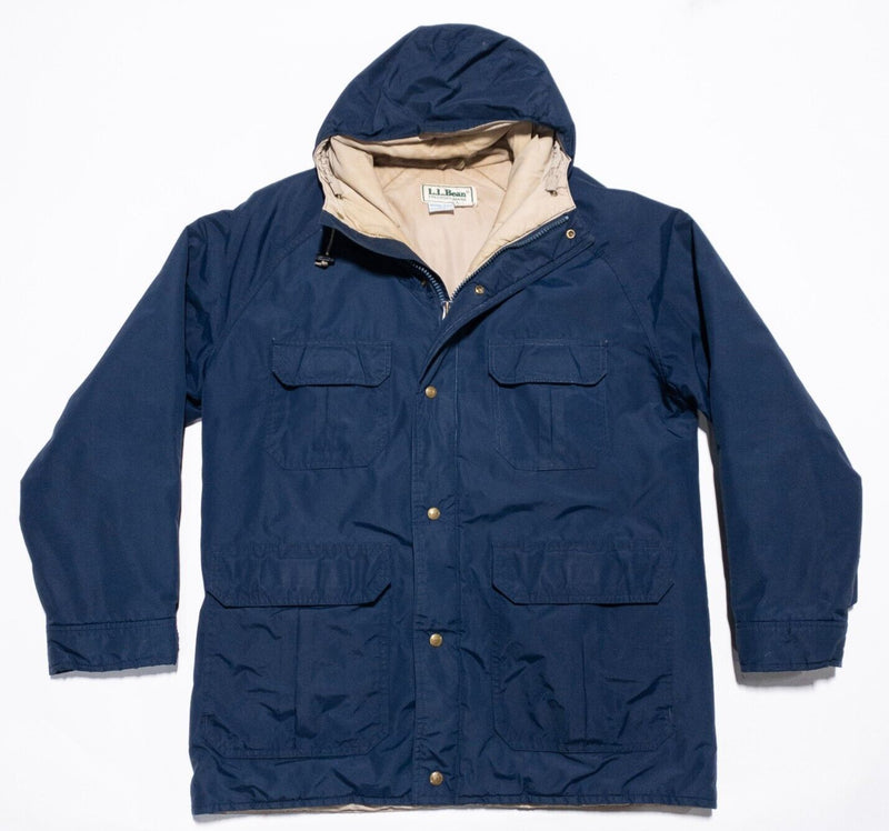 Vintage L.L. Bean Jacket Mens Large Gore-Tex Maine Warden Parka Navy Blue Hooded