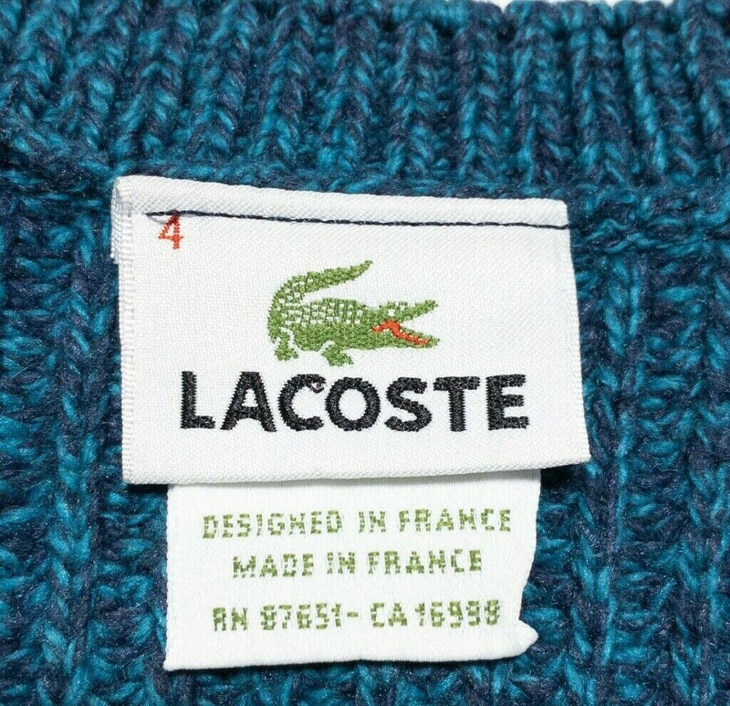 Lacoste Sweater Men's 4 (Medium) Cotton Cashmere Blend Teal Blue France Knit
