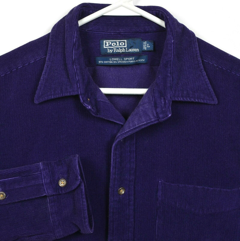 Polo Ralph Lauren Men's Large Corduroy Purple Lowell Sport Vintage 90s Shirt