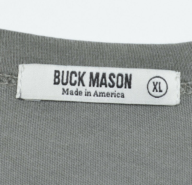 Buck Mason Men's Sz XL Made in America Gray/Green Crewneck T-shirt