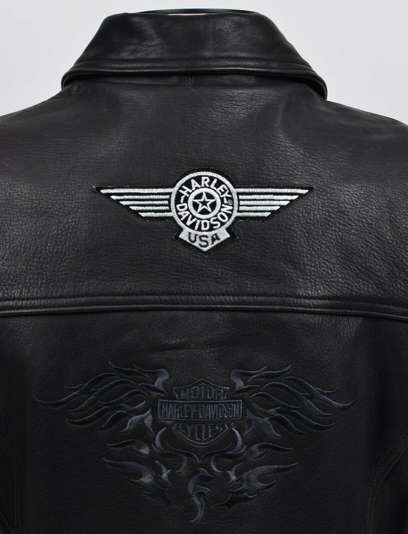 Harley-Davidson Women’s Medium Black Leather Embroidered USA Motorcycle Jacket