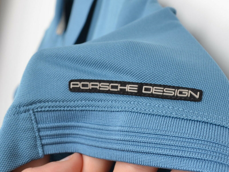 Adidas x Porsche Design Sport Men's Sz Large Blue Short Sleeve Golf Polo Shirt